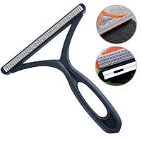 Щітка бритва для видалення шерсті домашніх тварих з м'яких меблів, одягу, коврів - синя