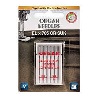 Иглы швейные хромированные ORGAN EL×705 CR SUK №80/90 для оверлока, распошивалки блистерная упаковка 6 штук