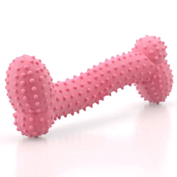 Жувальна іграшка кістка для щенят та котів Dog Walking TPR Chew Bone 11 см - рожева