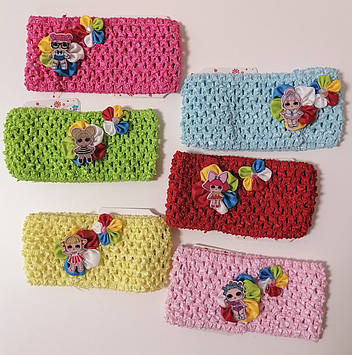 Пов'язка з лялькою лол для дівчинки обхват голови 28-40 см.