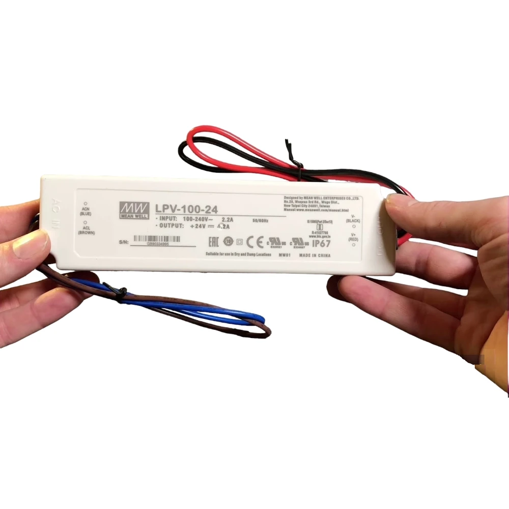 Блок живлення Mean Well, LPV-100-24, 24V, 100.8W, 4.2А, IP67
