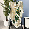 Косинка шовкова хустка на шию на сумку бежевий атласний жіночий шаль з принтом шовк-армані Зелений, фото 4
