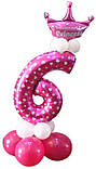 Святкова цифра 6 UrbanBall з повітряних кульок для дівчинки Рожевий (UB343), фото 3
