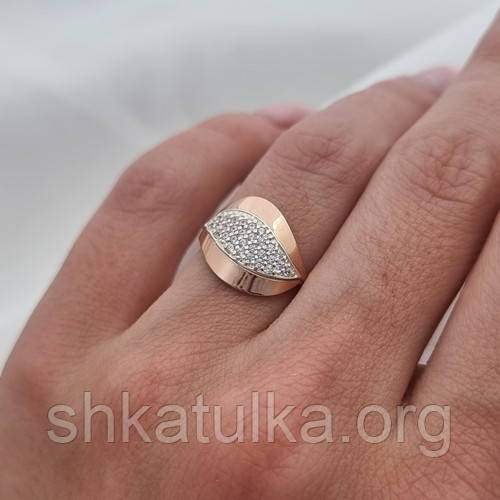 Кольцо серебряное с золотыми пластинами и цирконами - фото 2 - id-p588908484