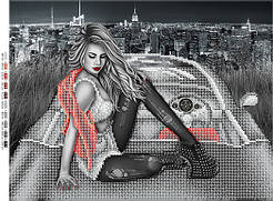 Схема вишивки бісером Дівчина А3. Габардин