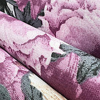 Тканина DUCK "Квіти бежево-фіолетові з сірим листям", фото 5
