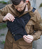 Чорна чоловіча сумка нагрудна на плече або на пояс THANDER з тканини MK, фото 6