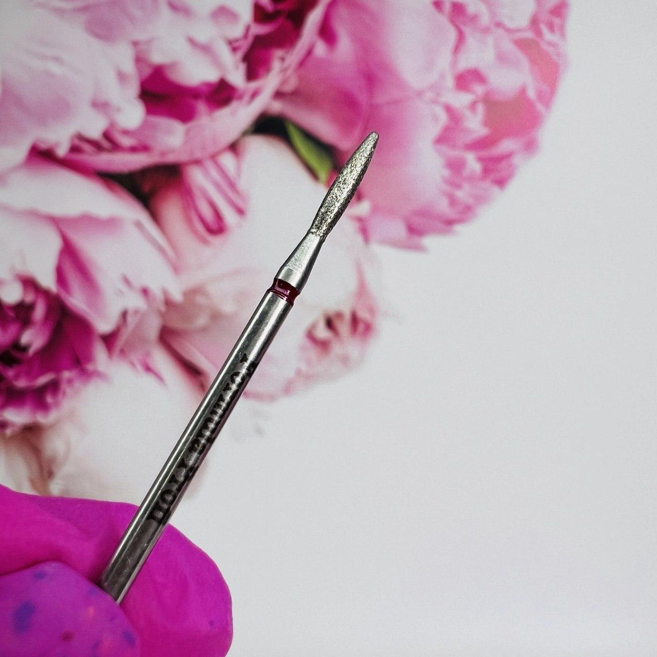 Алмазна насадка для кутикули Formula Profi Полум'я тупе 021 червона насічка, фото 1