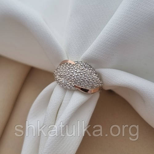 Кольцо серебряное с золотыми вставками и цирконами - фото 1 - id-p588908447