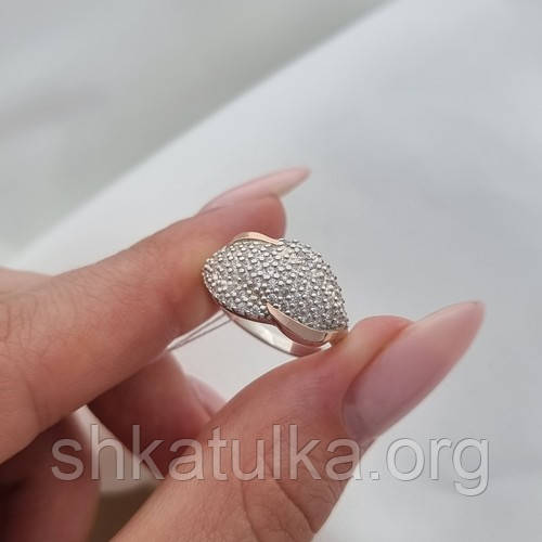 Кольцо серебряное с золотыми вставками и цирконами - фото 3 - id-p588908447