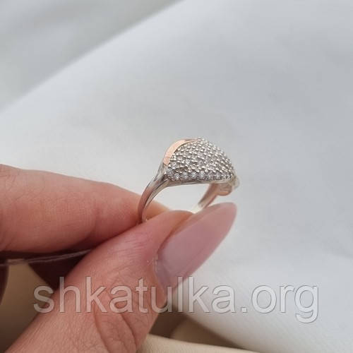 Кольцо серебряное с золотыми вставками и цирконами - фото 6 - id-p588908447