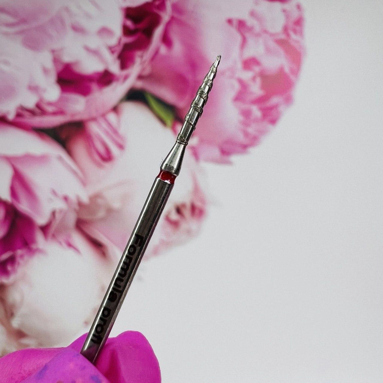 Алмазна насадка для кутикули Formula Profi Торнадо 018 червона насічка, фото 1