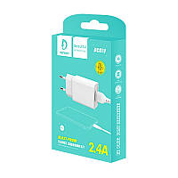 Сетевое зарядное устройство USB 2.4A + micro usb кабелем Denmen DC01V белый