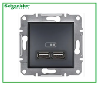 Розетка USB 2.1A Schneider Electric Asfora Антрацит EPH2700271