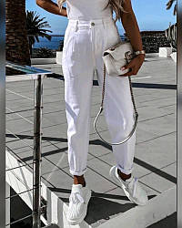 Укорочені жіночі білі штани-балони літні "Regular"
