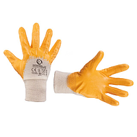 Перчатки, хлопковый трикотаж, с нитриловым покрытием ладони 10" (желтая) INTERTOOL SP-0110 192845