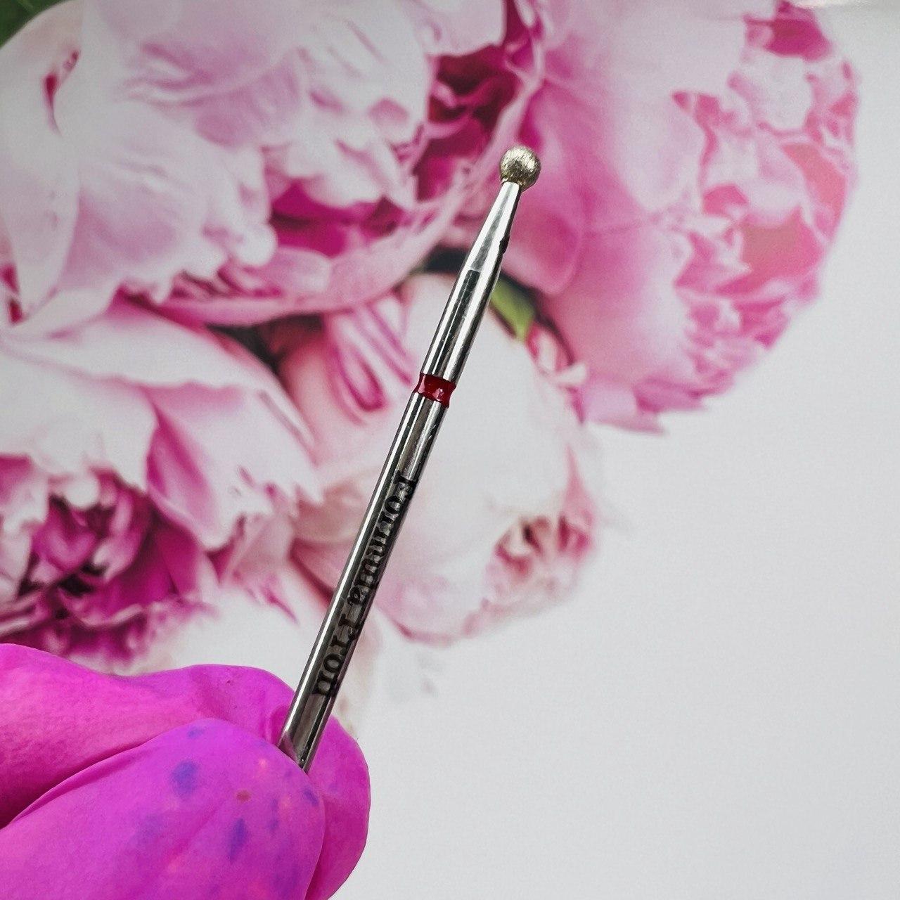 Алмазна насадка для кутикули Formula Profi Куля 025 червона насічка, фото 1