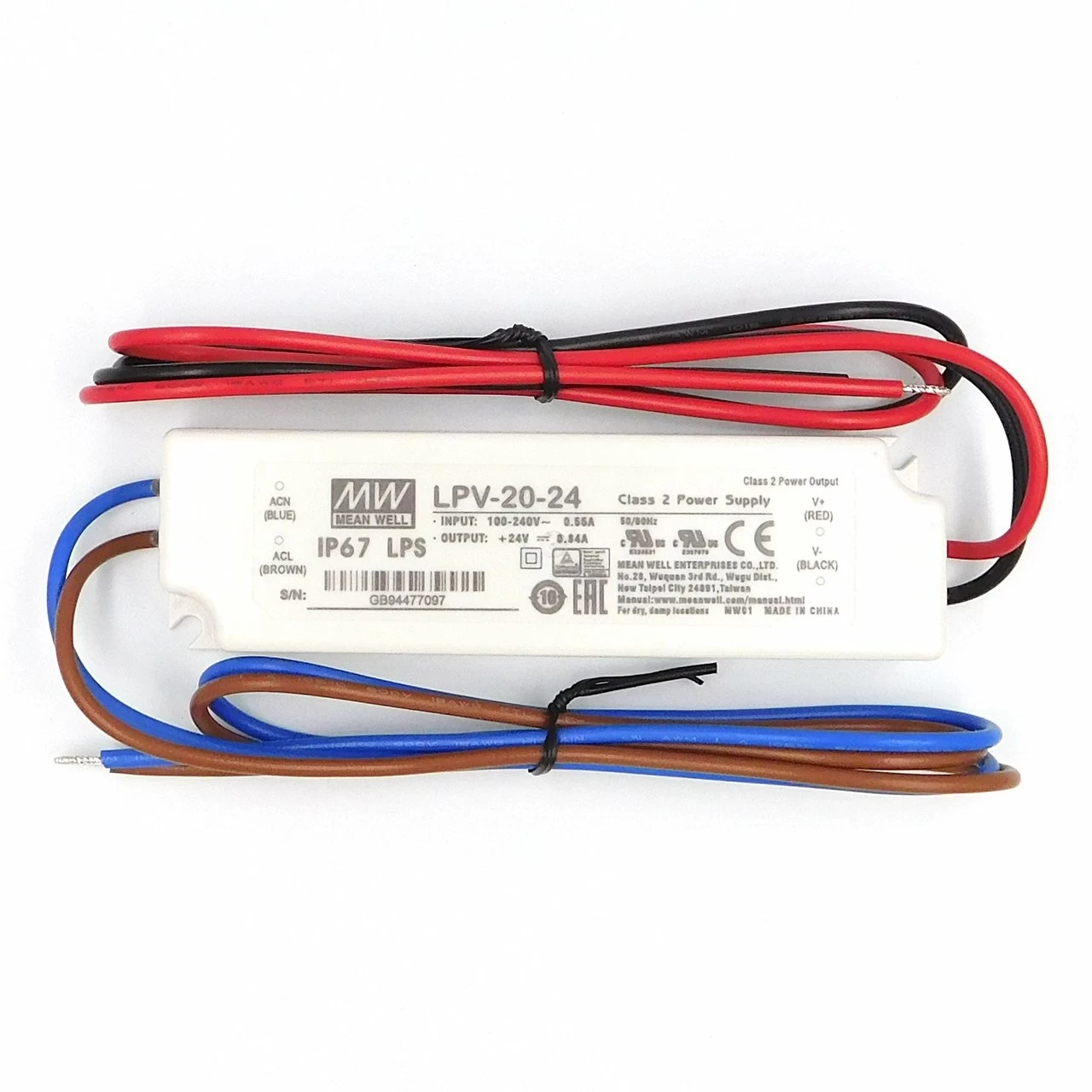 Блок живлення Mean Well LPV-20-24 24V 20,2W 0,84А IP67