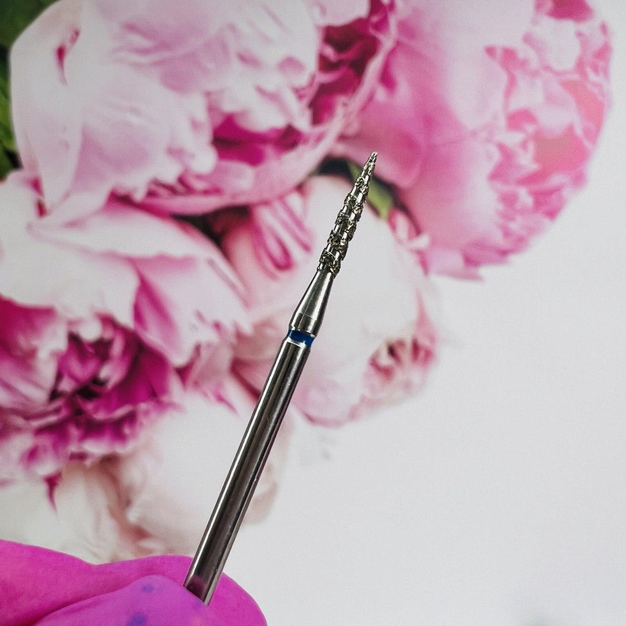 Алмазна насадка для кутикули Formula Profi Торнадо 018 синя насічка, фото 1