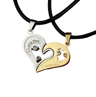 Опт! Парні кулони Fashion Jewelry половинки сердечка для закоханих 2 шт