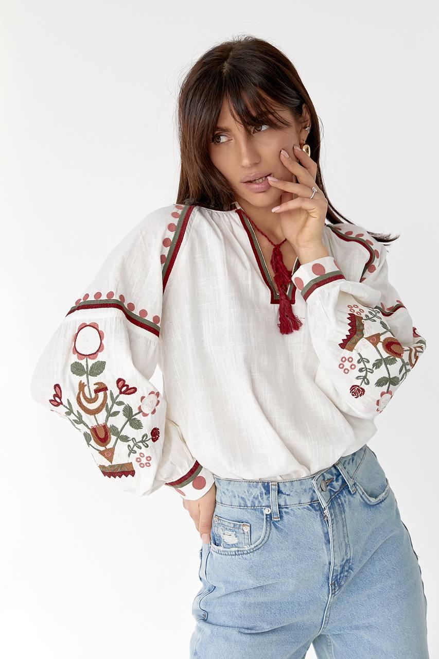 Оригінальна блуза-вишиванка з довгим рукавом норма