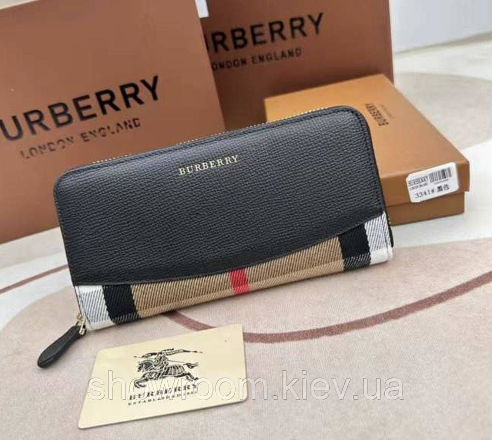 Жіночий шкіряний гаманець на блискавці Burberry (3341) black
