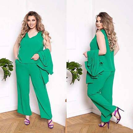 Стильний жіночий костюм-трійка, тканина "Жатка" 50, 52, 54, 56, 62 розмір 50, фото 1