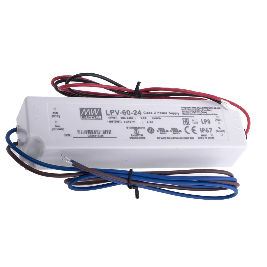 Блок живлення Mean Well LPV-60-24 24V 60W 2,5А IP67