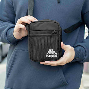 Сумка месенджер чоловіча Kappa Svet чорна з тканини через плече молодіжна Барсетка Каппа міцна