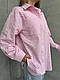 Жіноча рожева котонова сорочка оверсайз, фото 4