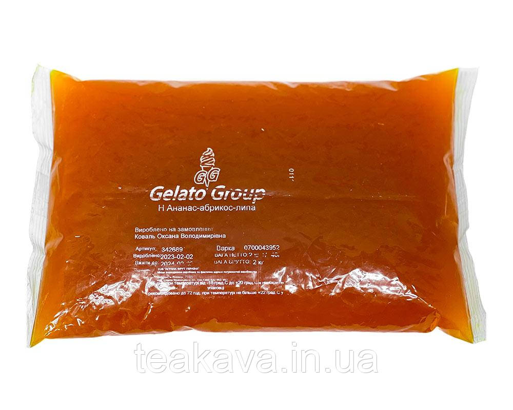 Пюре фруктове для чаю, коктейлів "Ананас-абрикос-ліпа" Gelato Group, 2 кг (премікс, основа), фото 1