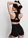 Комплект жіночий спортивний (шорти та топ) - чорний, фото 4