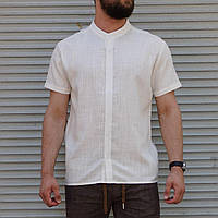Рубашка мужская из льна с коротким рукавом