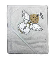 Крыжма для крещения с капюшоном - полотенце-уголок для крещения с вышивкой Ангел 80*90 см Турция