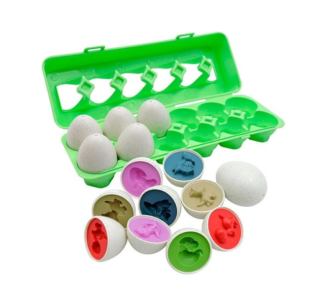 Іграшка сортер розвивальна для дітей яйця пазли, 12 штук у лотку, Динозаври Без бренда, фото 1