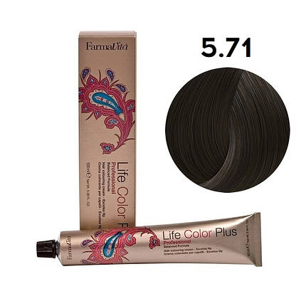 Стійка крем-фарба Farmavita Life Color Plus 5.71 Середній коричневий кашемір попелястий 100 мл, фото 1