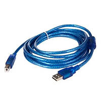 Кабель USB 2.0 AM - BM, 5м для принтера сканера МФУ, сумісний з USB 1.1, 1.0 стандартами