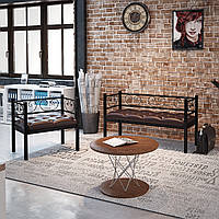 Комплект крісло та диван двомісний металевий для дому, офісу, магазину або салону Грін Трик Тенеро