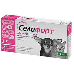 KRKA Селафорт - Краплі від бліх, кліщів та гельмінтів для цуценят, кошенят та дорослих тварин до 2,5 кг - 1 піпетка