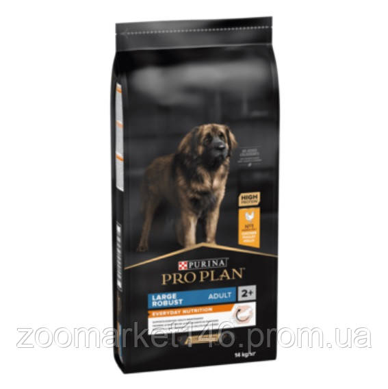 Purina Pro Plan Large Robust Adult 2+, сухий корм для дорослих собак крупних порід, з куркою, 14 кг