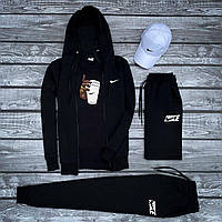 Летний стильный молодежный комплект 5в1 Nike, Качественный мужской набор кофта, штаны, шорты, кепка, футболка