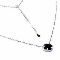 Срібне кольє Клевер із фіанітом і оніксом