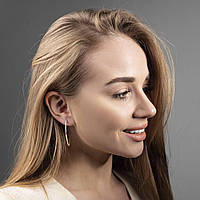 Срібні сережки довгі з золотом Ант