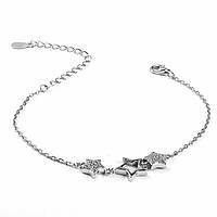 Срібний жіночий браслет із камінням Три Зірки