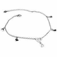 Срібний браслет із камінням на ногу Серця