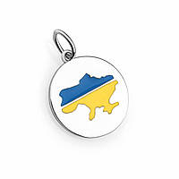 Срібна підвіска кругла з емаллю Україна