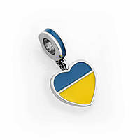 Срібний кулон шарм серце емаль Україна з гравіюванням Love Ukraine