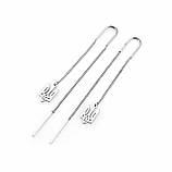 Срібні сережки протяжки Герб Тризуб України, фото 3