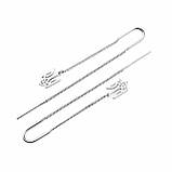 Срібні сережки протяжки Герб Тризуб України, фото 2