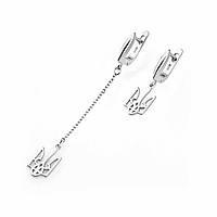 Срібні сережки Герб України трезуб